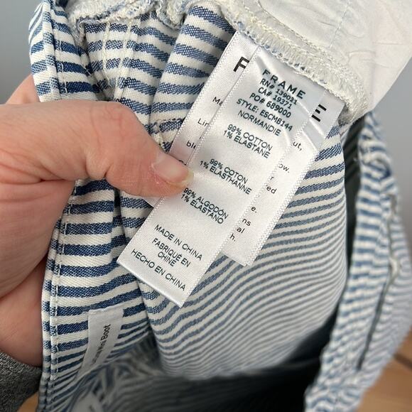 Frame Le Crop mini boot pinstripe denim pants size 32 - Picture 11 of 12